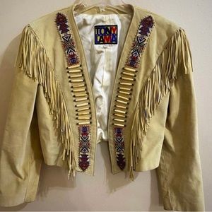 Tony Lama Suede Beaded Jacket. Size 6.